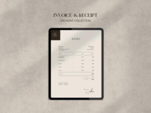 Tablet mit digitaler Rechnung und der Überschrift „Invoice & Receipt“
